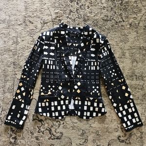Glassons Black Geometric Patterned Cotton Blazer